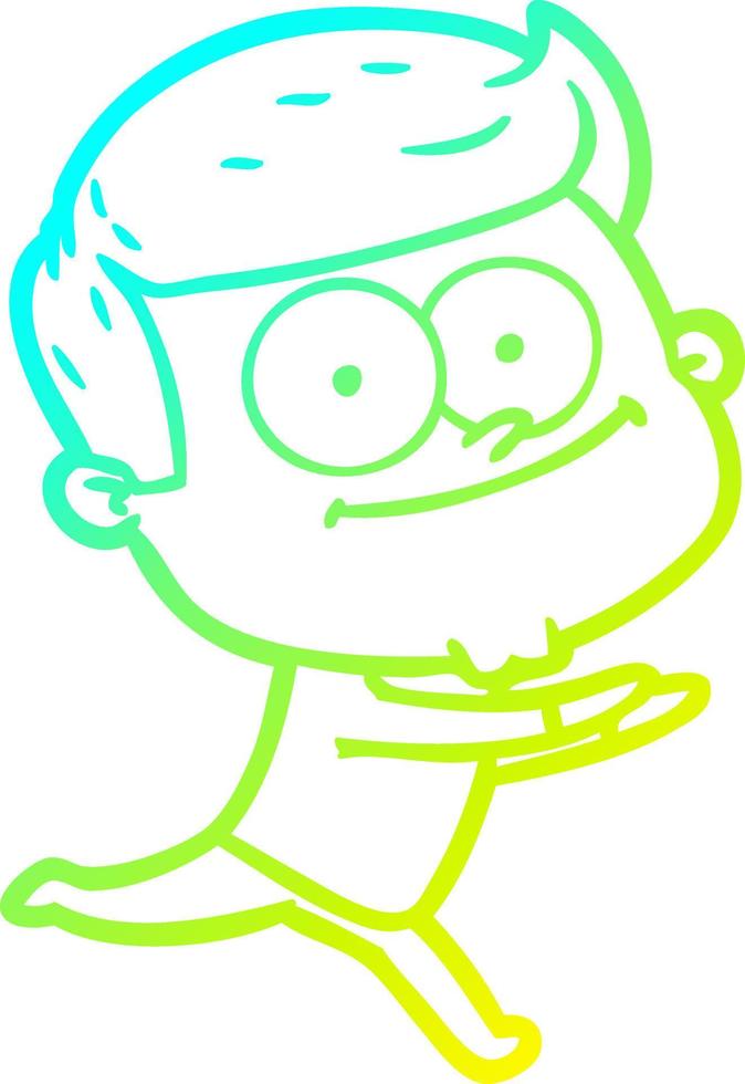 cold gradient line drawing cartoon happy man vector