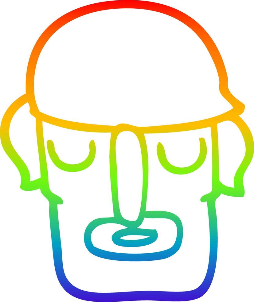 rainbow gradient line drawing cartoon male face vector