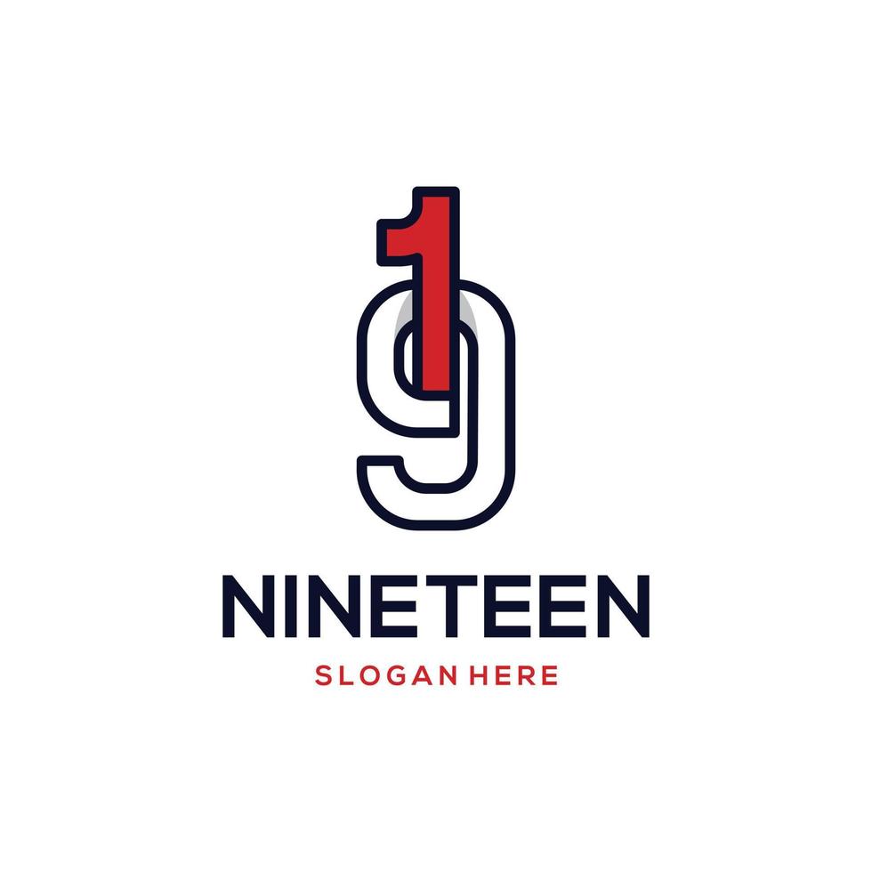 Nineteen Number Age Business Logo vector