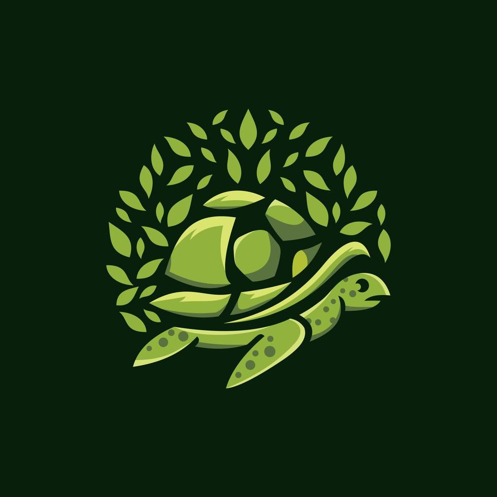 Turtle Leaf Ecology Illustration Logo vector