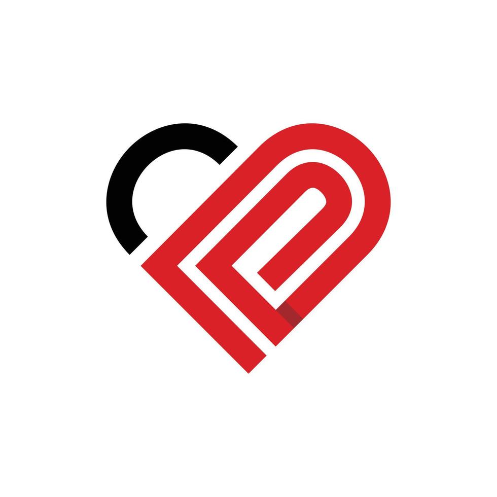 logotipo de la sencillez del amor de la letra p vector