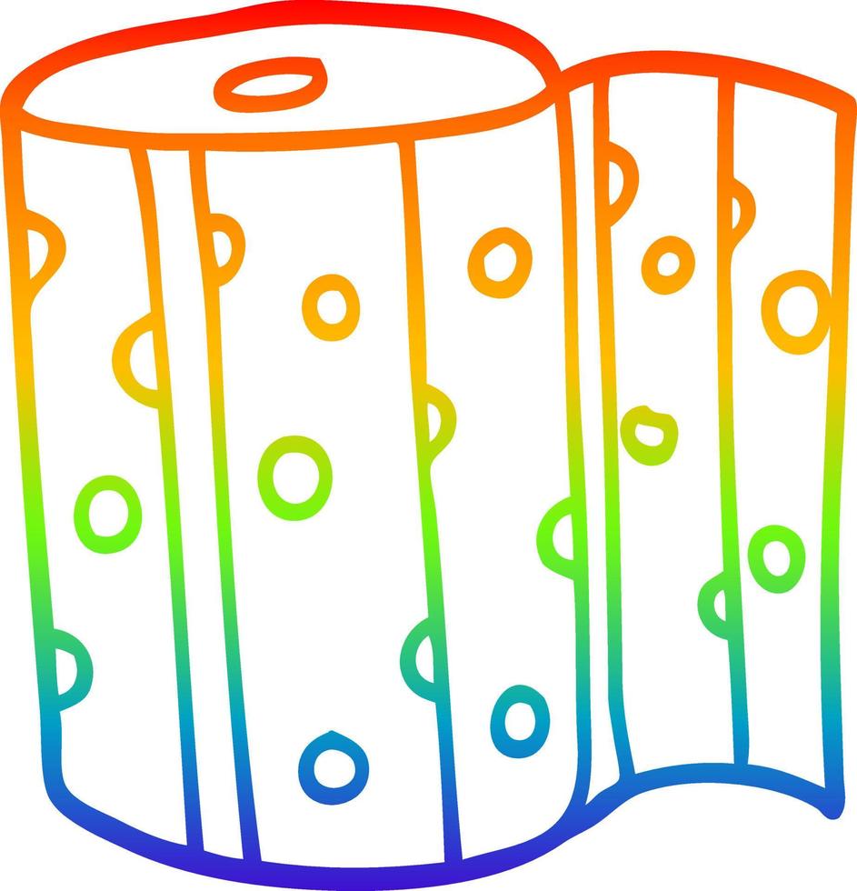 rainbow gradient line drawing cartoon dotty kitchen roll vector