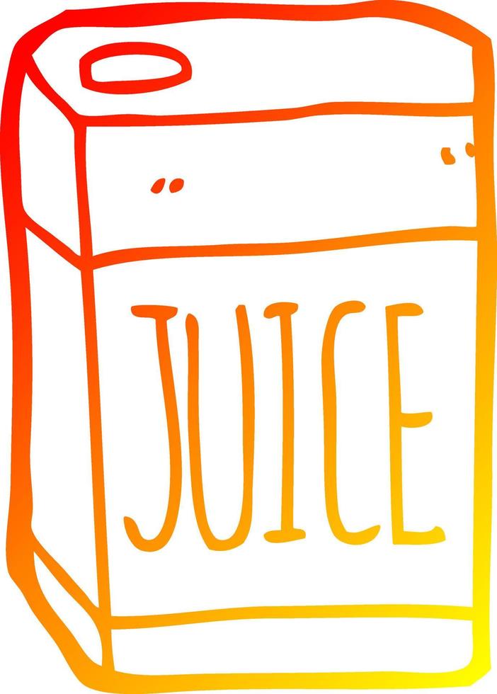 caja de jugo de dibujos animados de dibujo de línea de gradiente cálido vector