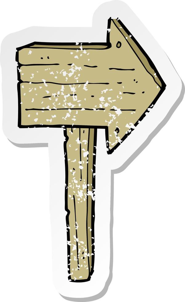 retro distressed sticker of a cartoon sign post vector