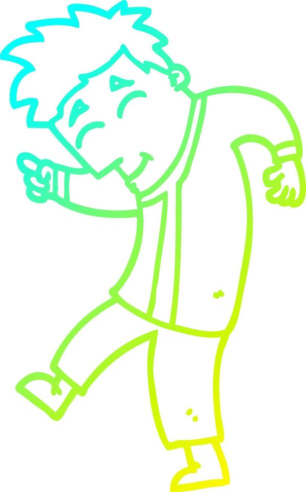 cold gradient line drawing cartoon dancing man vector