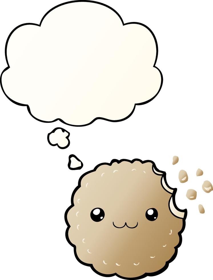 cartoon biscuit and thought bubble in smooth gradient style vector