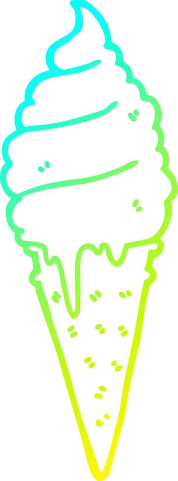 helado de dibujos animados de dibujo de línea de gradiente frío vector