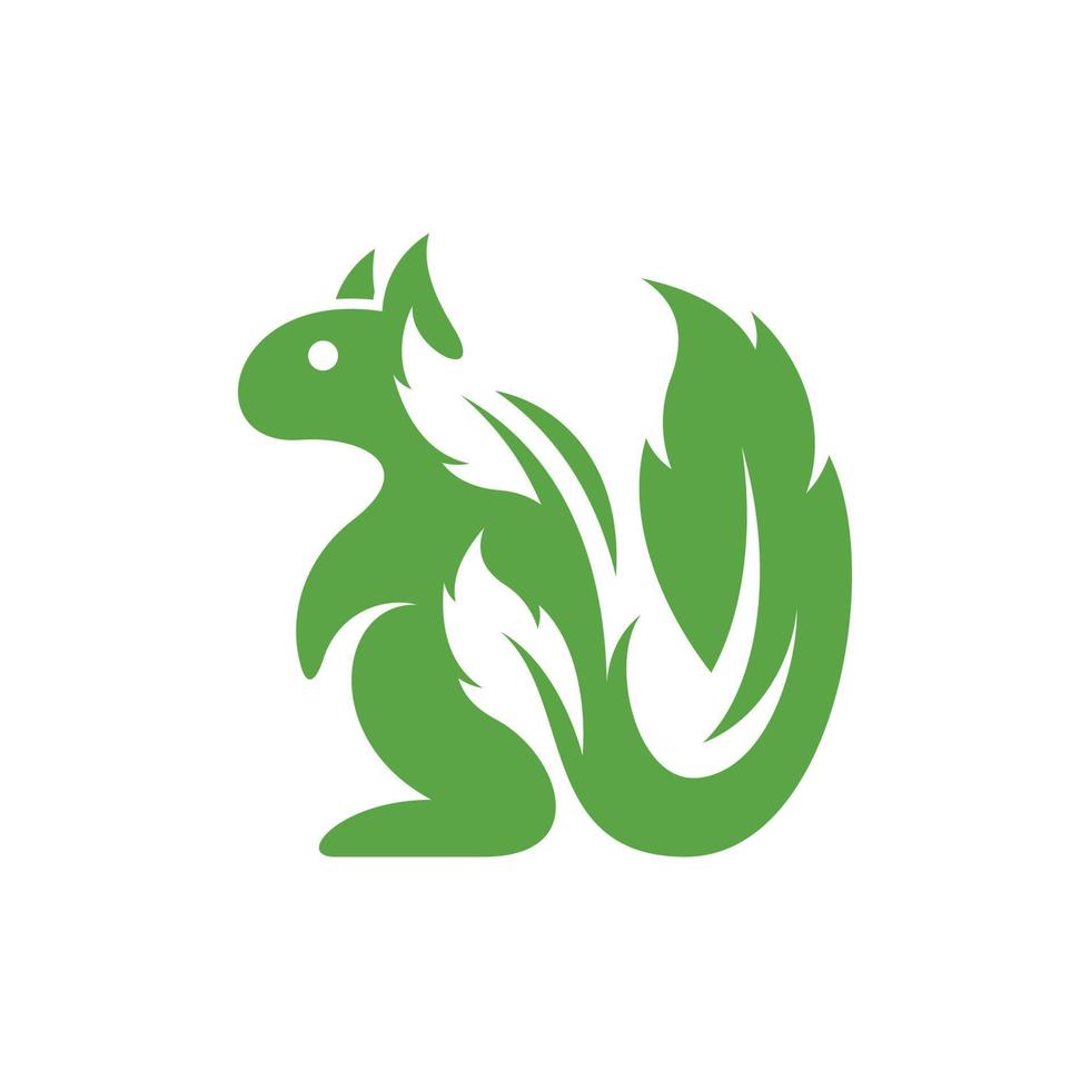 ardilla animal hoja ecología logo vector