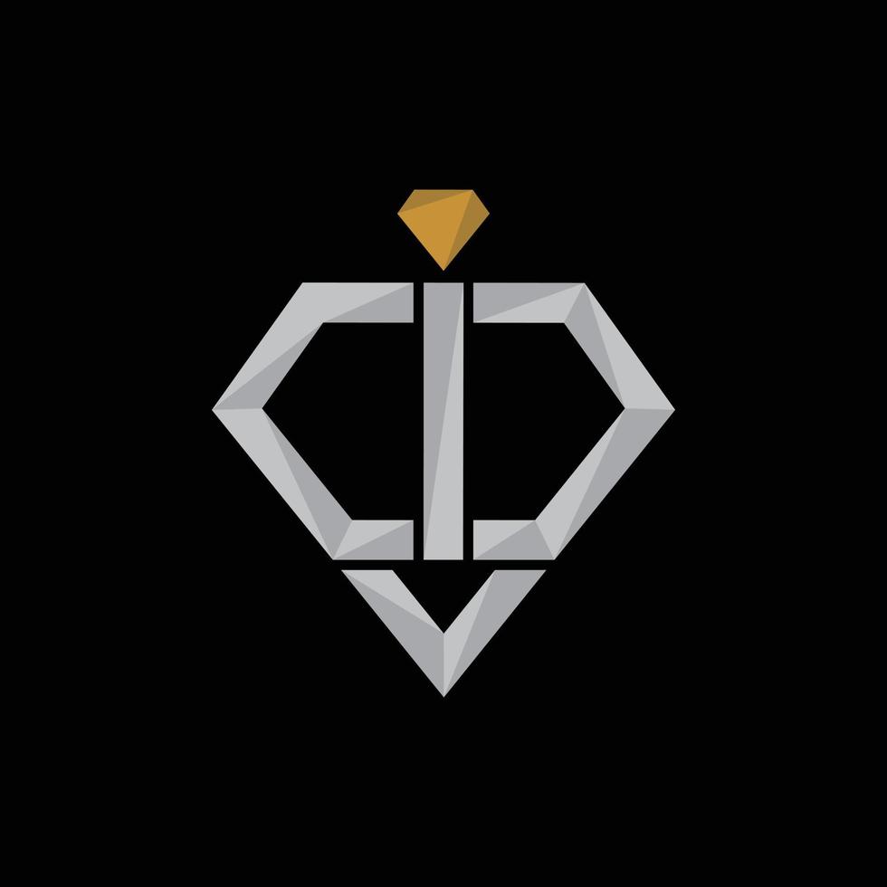 logotipo geométrico de la letra i diamante vector