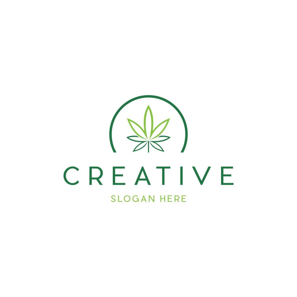 logotipo simple de la naturaleza de la hoja de marihuana vector