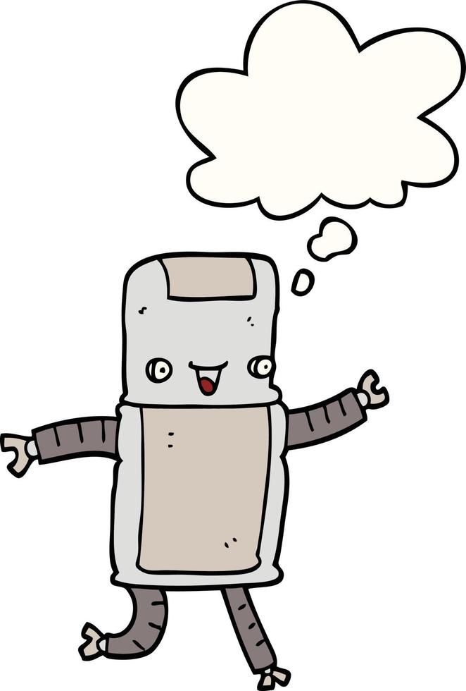 cartoon robot and thought bubble vector