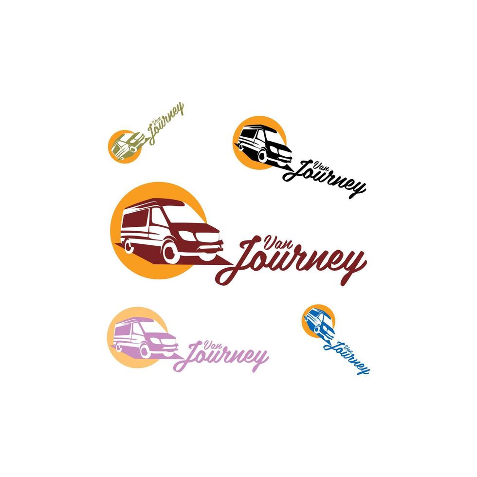 Van Automobile Set Colorful  Simple Logo vector