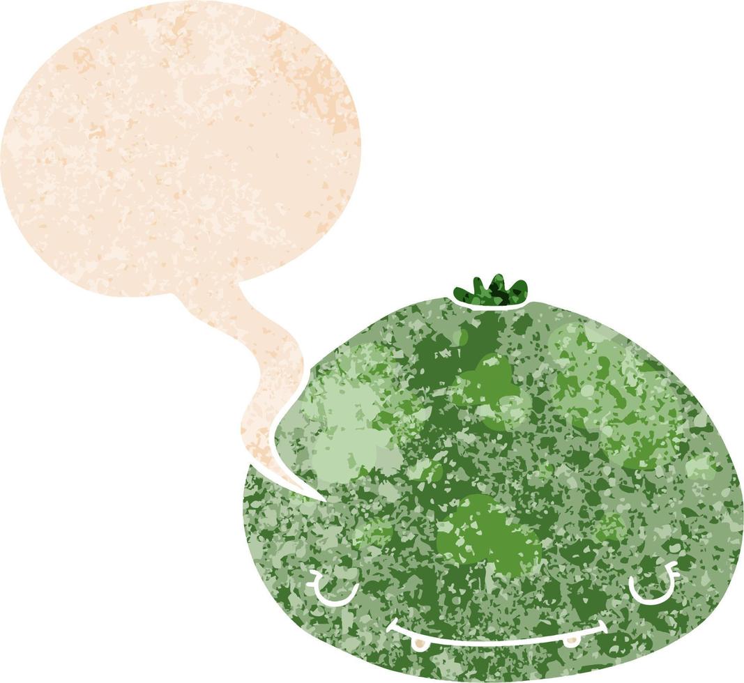 cartoon squash and speech bubble in retro textured style vector