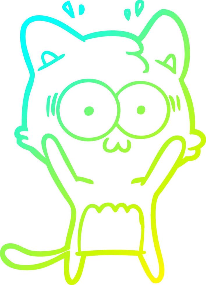 cold gradient line drawing cartoon surprised cat vector