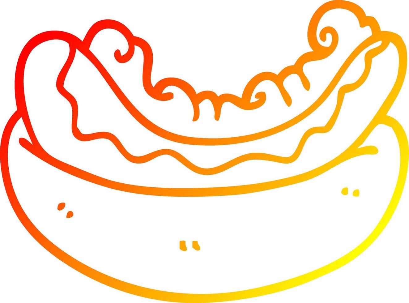 warm gradient line drawing cartoon hotdog vector