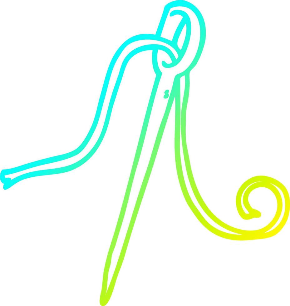 cold gradient line drawing cartoon needle and thread vector