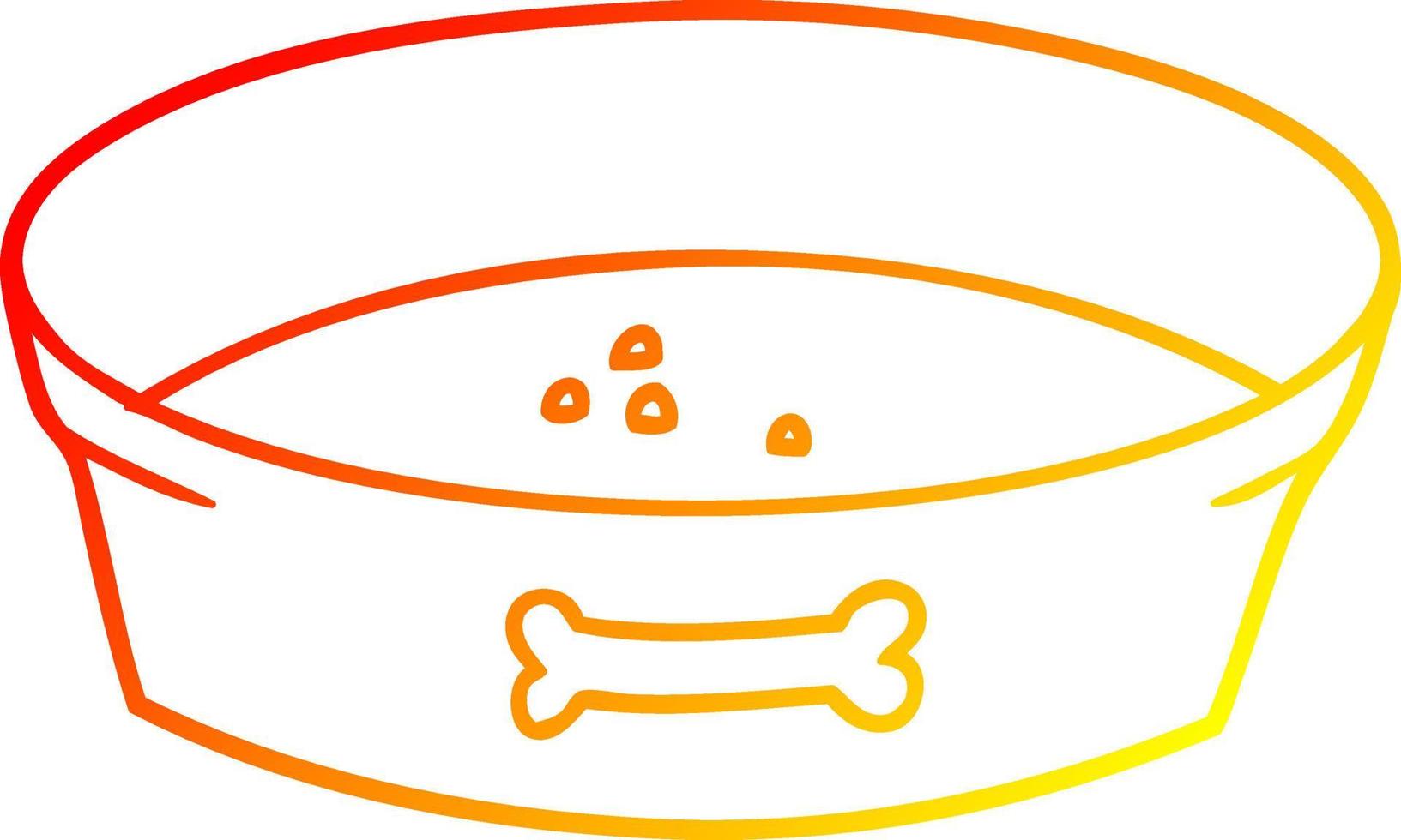 tazón de comida de perro vacío de dibujos animados de dibujo lineal de gradiente cálido vector