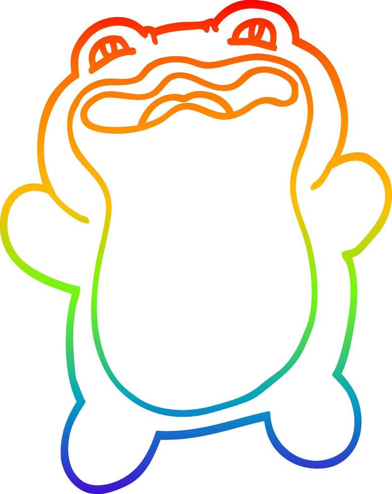arco iris gradiente línea dibujo gracioso caricatura rana vector