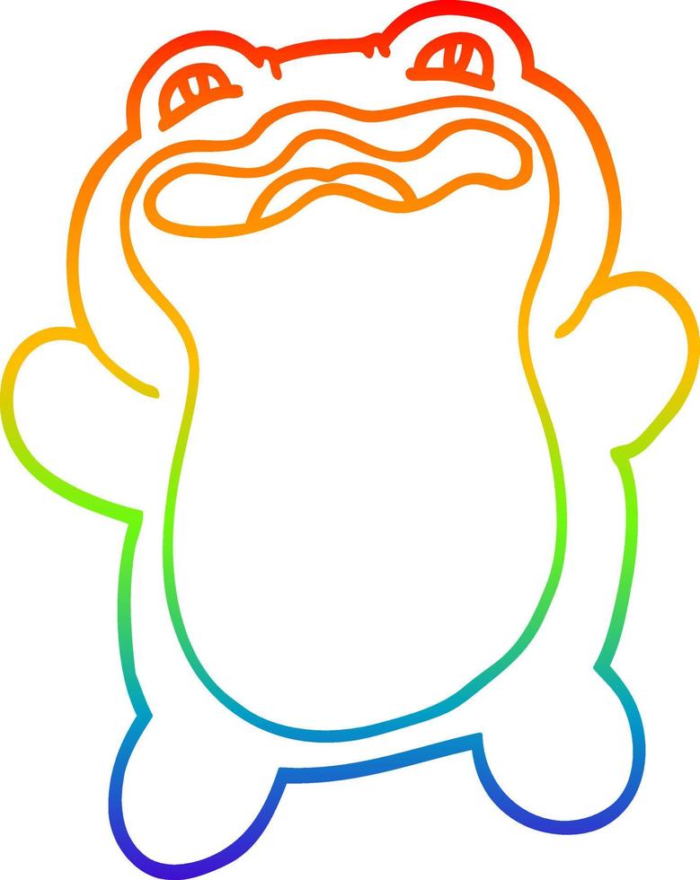 rainbow gradient line drawing funny cartoon frog vector