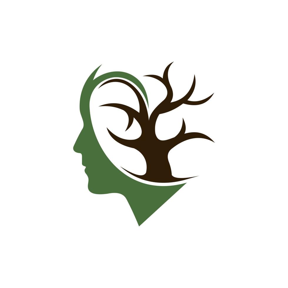 cabeza rama árbol naturaleza empresa logo vector