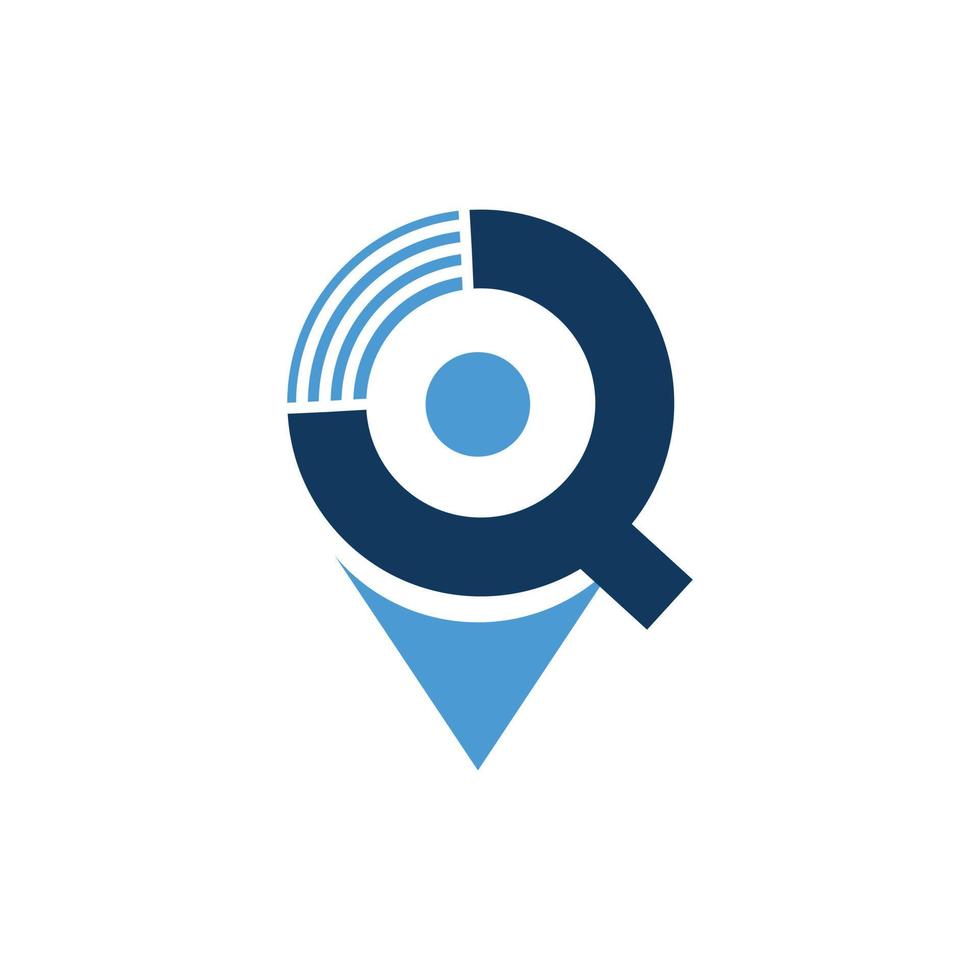 Letter Q Pin Location Technology Logo vector