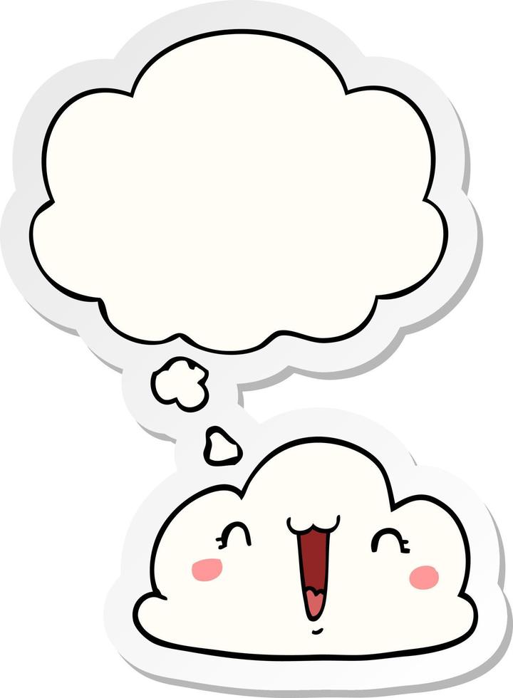 cute cartoon cloud and thought bubble as a printed sticker vector