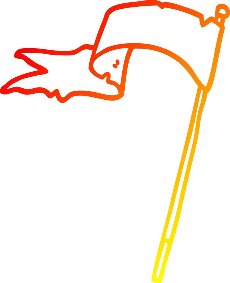 warm gradient line drawing cartoon waving flag vector