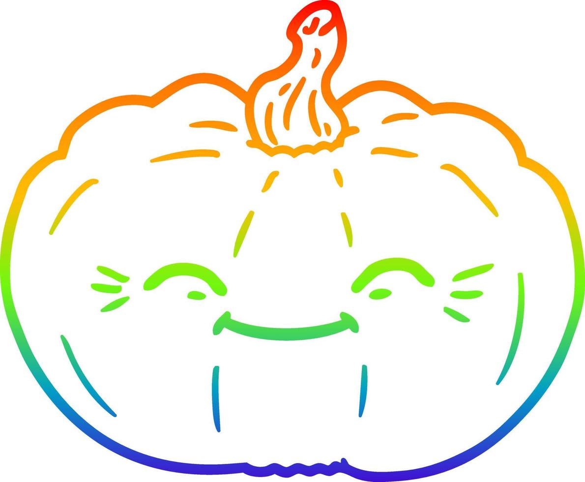 calabaza de dibujos animados de dibujo de línea de degradado de arco iris vector