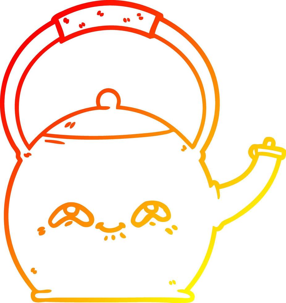 warm gradient line drawing cartoon kettle vector