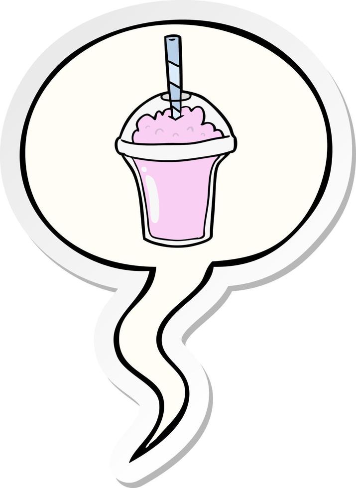 cartoon smoothie and speech bubble sticker vector