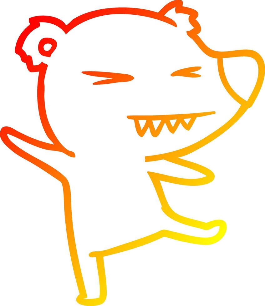 warm gradient line drawing dancing polar bear cartoon vector