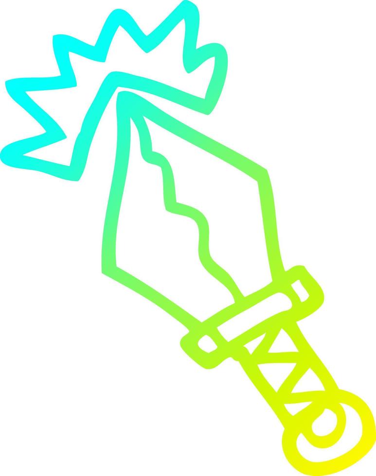 cold gradient line drawing cartoon small magical dagger vector