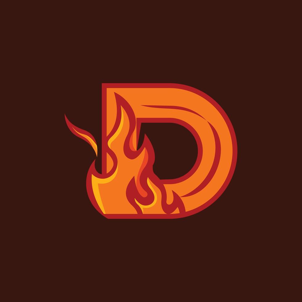logotipo de empresa creativa de fuego caliente letra d vector