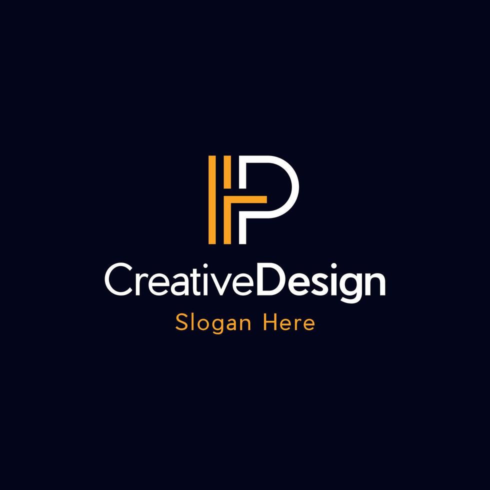 Letter HP Line Simple Modern Logo vector