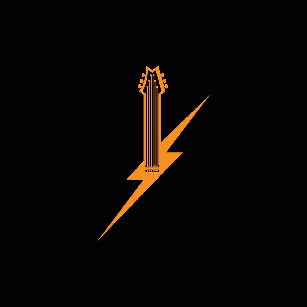 Guitar Thunderbolt Musical Simple Logo vector