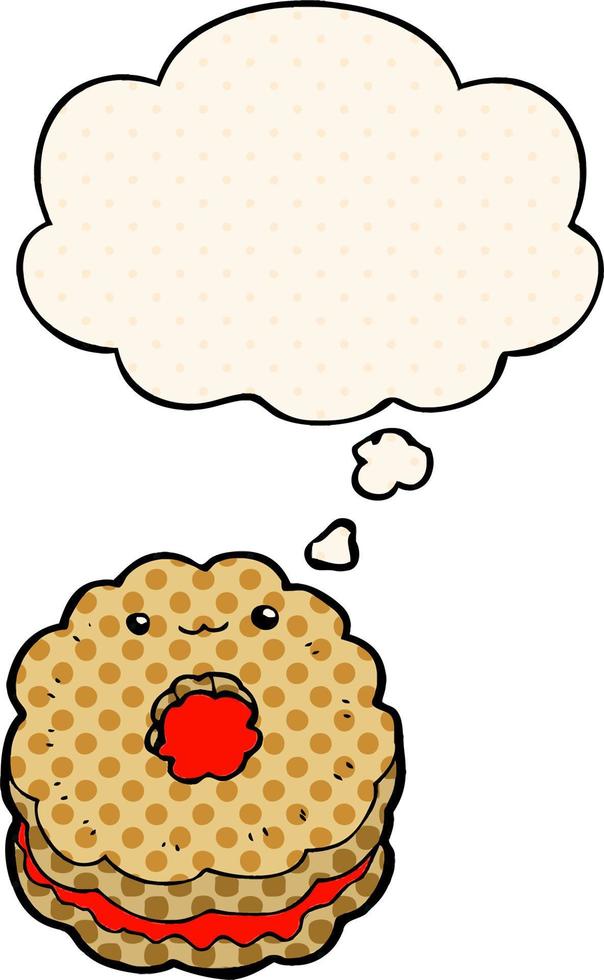 cartoon biscuit and thought bubble in comic book style vector