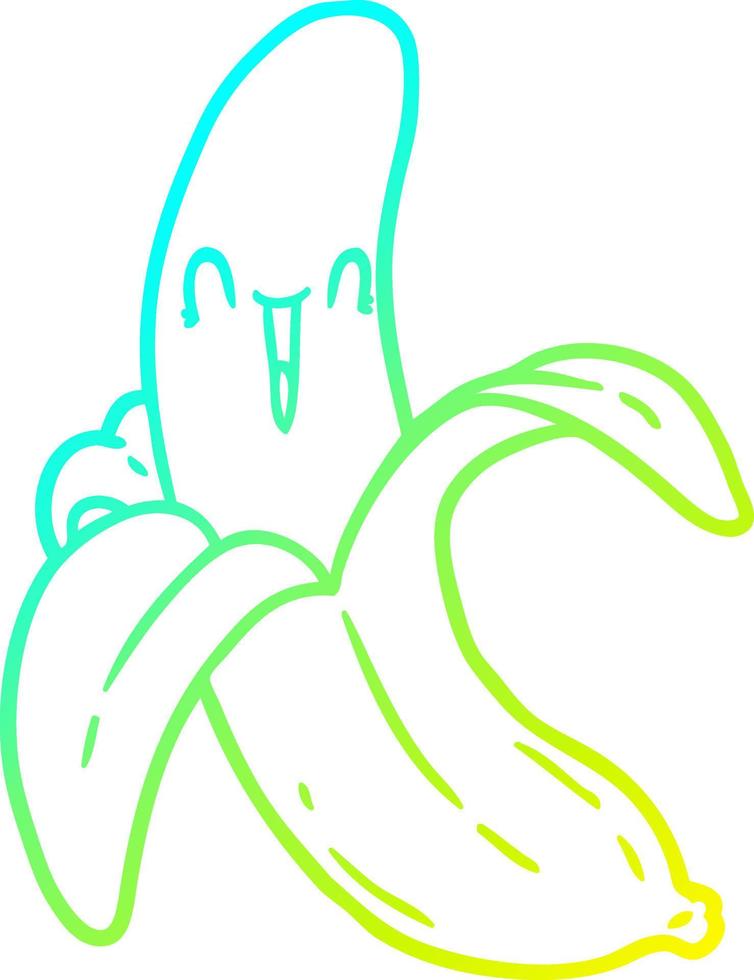 cold gradient line drawing cartoon crazy happy banana vector