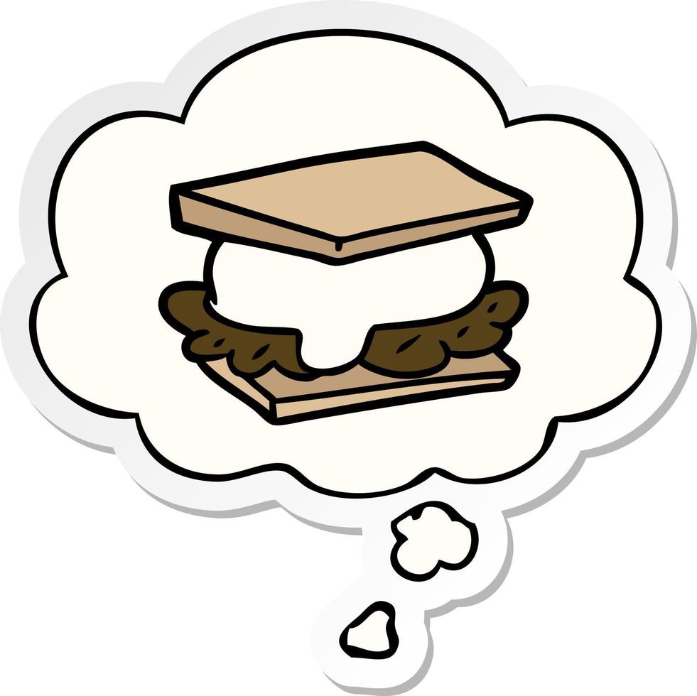 smore cartoon and thought bubble as a printed sticker vector