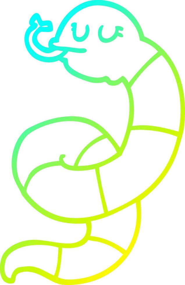 cold gradient line drawing cartoon snake coiled vector