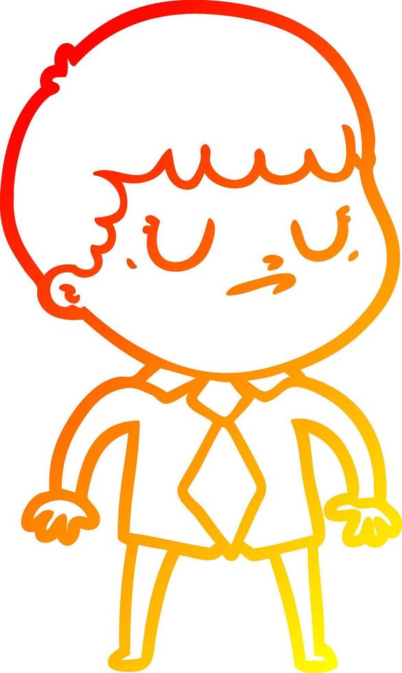 warm gradient line drawing cartoon grumpy boy vector