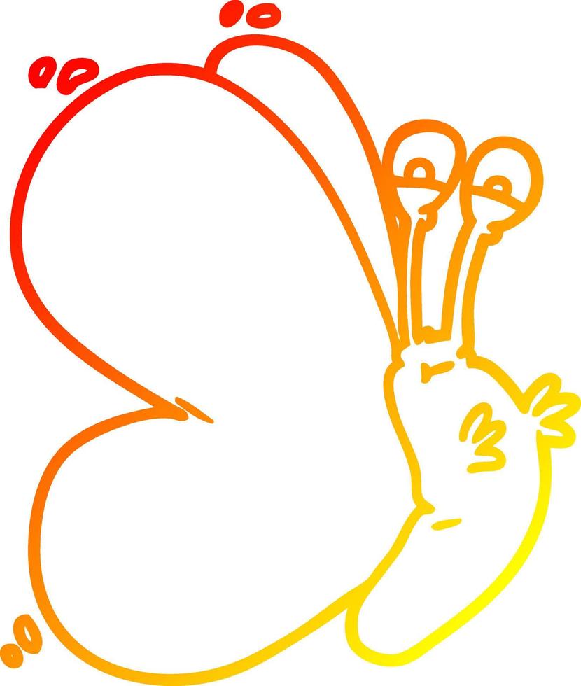 dibujo de línea de gradiente cálido mariposa de dibujos animados divertidos vector