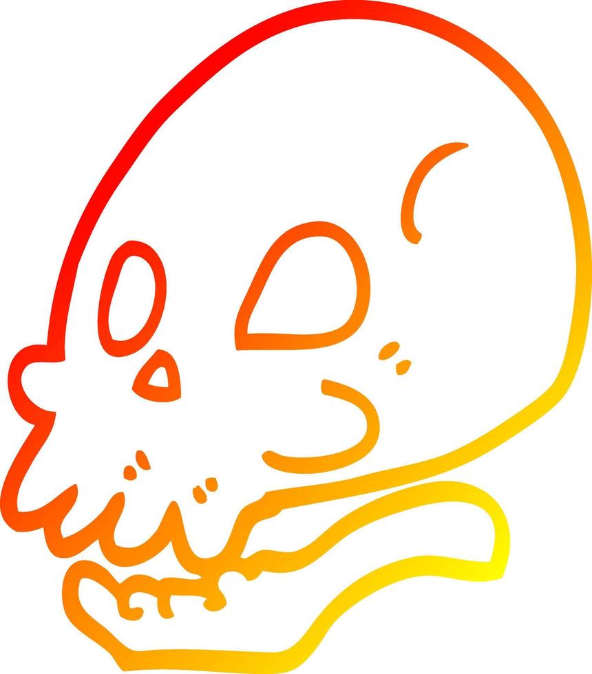 warm gradient line drawing cartoon skull vector