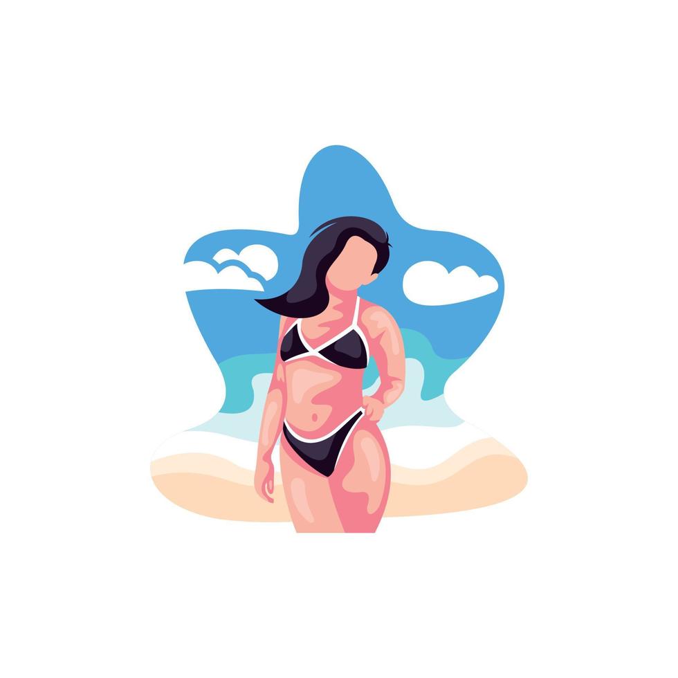 Woman Beach Bikini Holiday Vector Logo