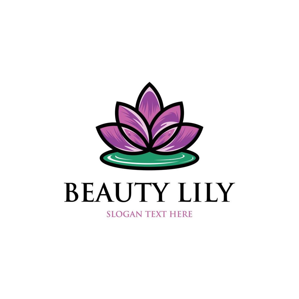 Beauty lotus lily spa nature business logo vector