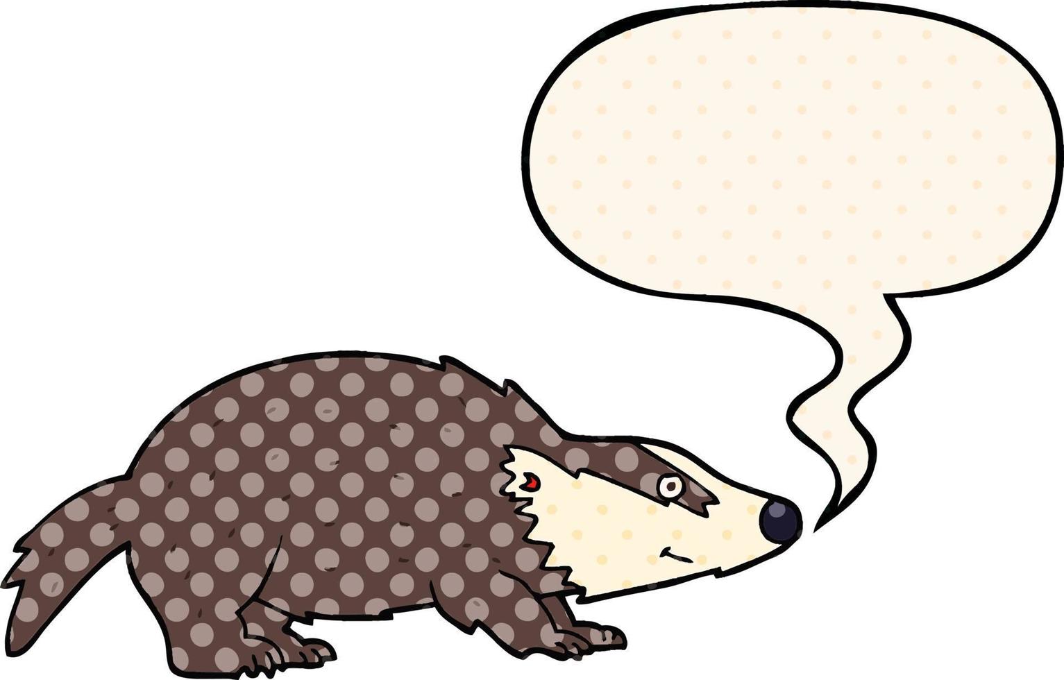cartoon badger and speech bubble in comic book style vector