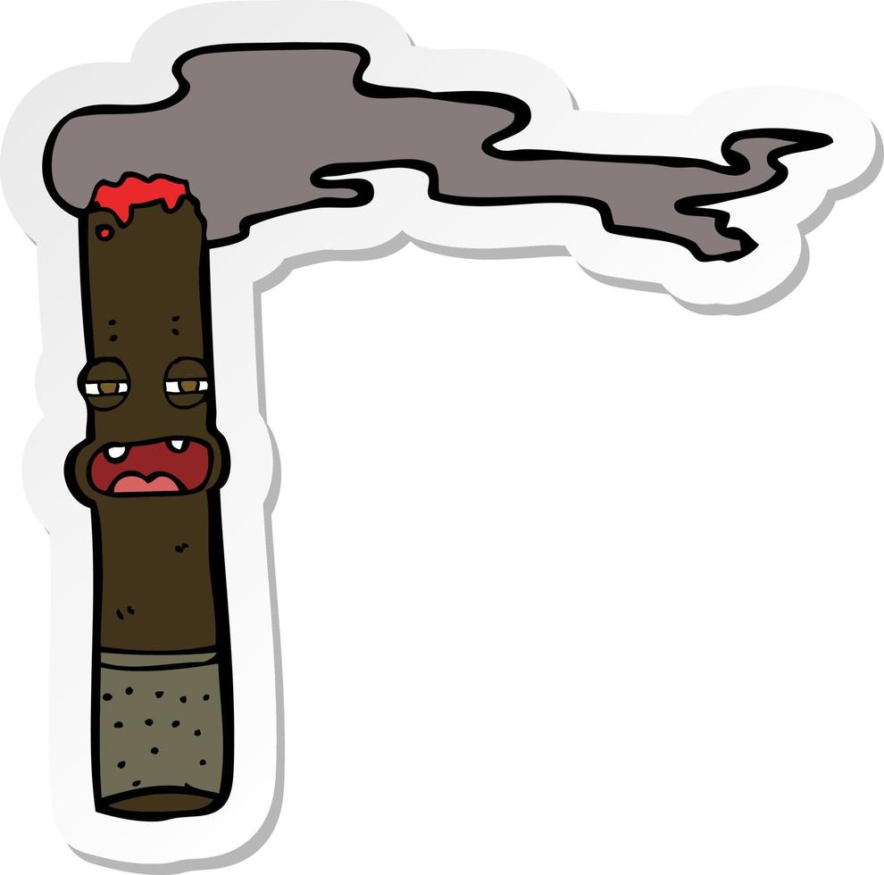 sticker of a cartoon cigar character vector