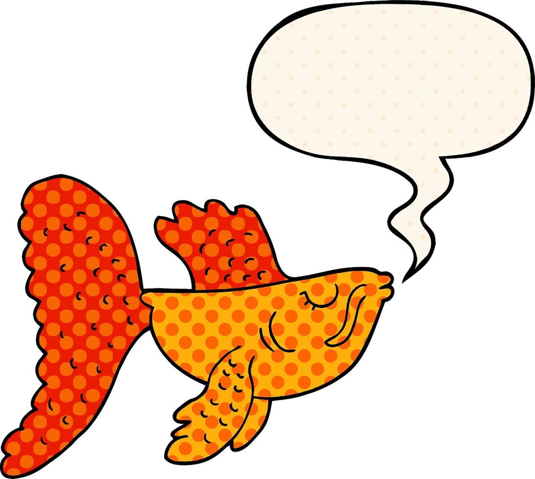 cartoon chinese fighting fish and speech bubble in comic book style vector