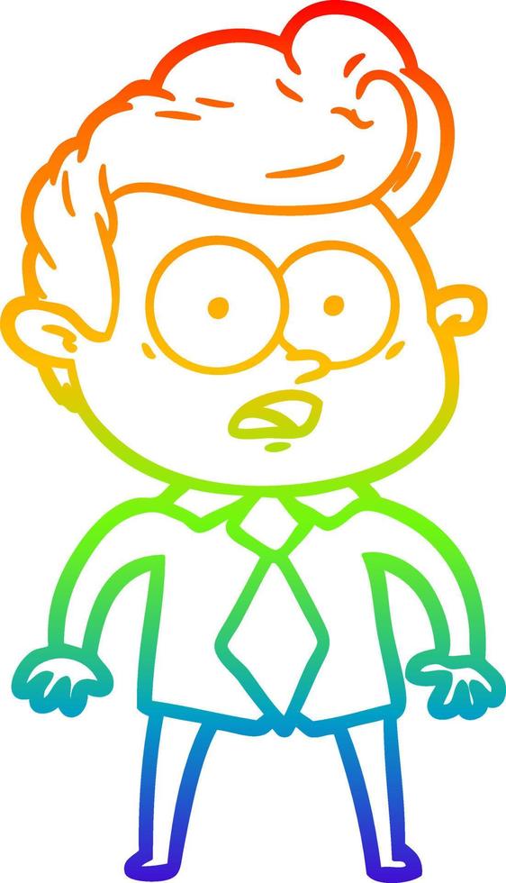 rainbow gradient line drawing cartoon staring man vector