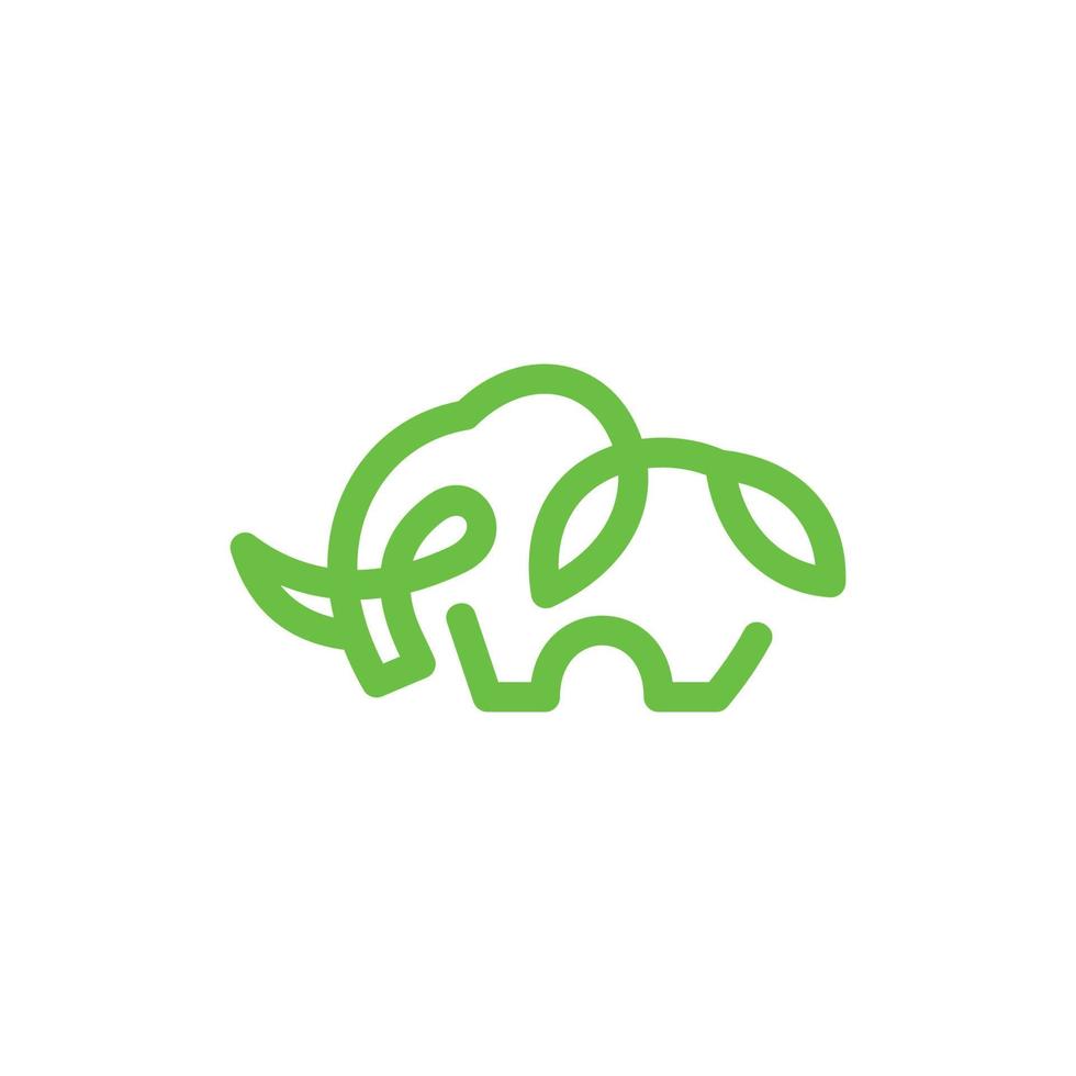 logotipo moderno simple de línea de hoja de elefante vector