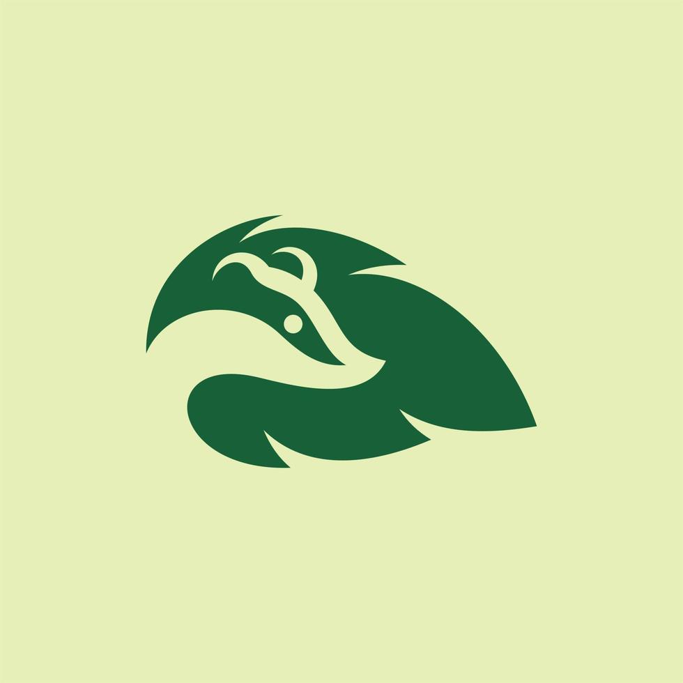 Badger Leaf Nature Simple Logo vector